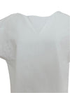 Vintage 70s Hippie Bohemian White Basic Cotton Short Sleeve Boxy Blouse | Size S