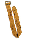 Vintage 70s Western Hippie Fringed Rust Orange Brown Suede Leather Wide Studded Buckle Belt