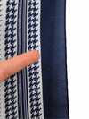 Vintage 70s Mod Houndstooth & Striped Navy Blue & White Large Square Bandana Neck Tie Scarf