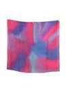 Vintage 70s Silk Tie Dye Acid Wash Pink Purple & Blue Abstract Swirls Square Bandana Neck Tie Scarf with Metallic Paint Detail