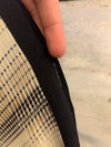 Vintage 90s Silk Bohemian Chic Striped & Abstract Patterned Beige & Black Long Wide Neck Tie Scarf with Hand-Rolled Hem