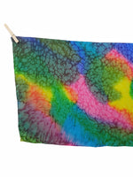 Vintage 80s Silk Psychedelic Hippie Bright Rainbow Tie Dye Acid Wash Long Wide Neck Tie Scarf