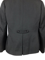 Vintage 60s Mod Black Basic Collared Button Down Blazer Jacket with Padded Shoulders
