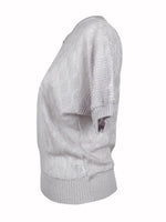 Vintage 70s Mod Grey Keyhole Half Sleeve Knit Sweater Blouse