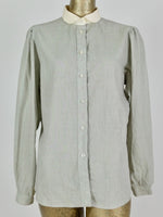 40s Peter Pan Collared Check Print Long Sleeve Button Up Blouse