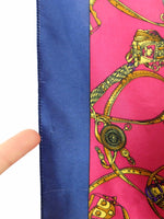 Vintage 80s Silky Pink Baroque Crown Print Large Square Bandana Neck Tie Scarf