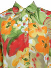 Vintage 80s Bohemian Bright Floral Collared Long Sleeve Button Up Shirt