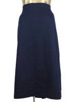 70s Mod Navy Blue Basic Wool High Waisted A-Line Midi Pencil Skirt