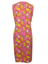 Vintage 60s Psychedelic Mod Bright Floral Sleeveless Tank Button Down Midi Shift Dress