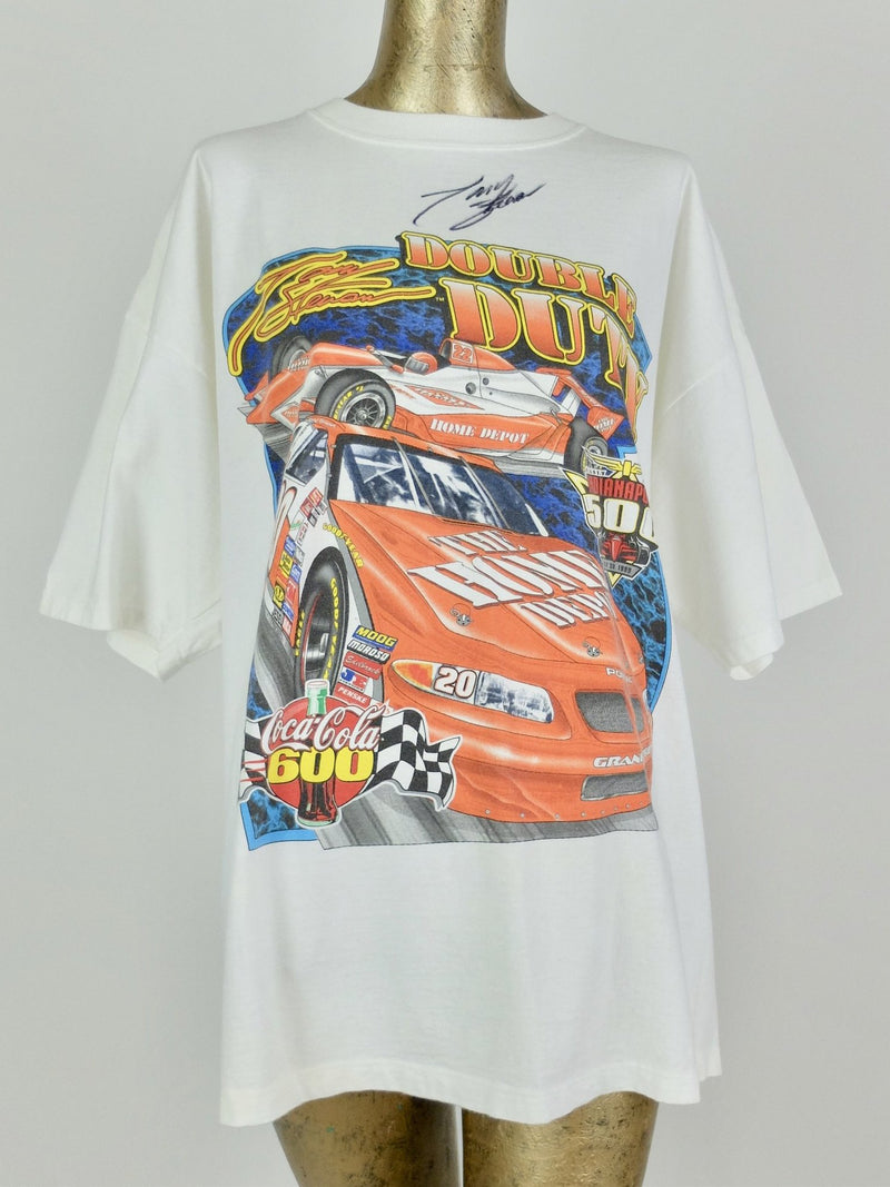 90s Signed Tony Stewart NASCAR Short Sleeve Graphic Race Car T-Shirt