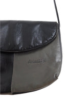 Vintage 90s Purse Faux Leather Grey & Dark Brown Colourblocked Small Crossbody Bag