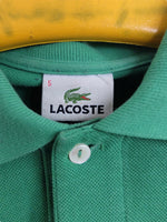 Vintage 80s Lacoste Branded Logo Streetwear Utility Preppy Academia Green Solid Basic Collared 1/4 Button Up Short Sleeve Cotton Polo Shirt | Men’s Size M-L | Men’s Size M-L | Women’s Size L-XL