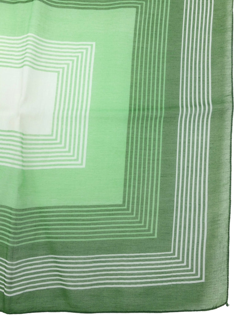 Vintage 70s Mod Psychedelic Chic Green & White Striped Square Bandana Neck Tie Scarf