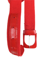 Vintage 60s Mod Gogo Hippie Bright Cherry Red Fabric & Plastic Adjustable Buckle Belt