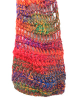 Vintage 70s Funky Mod Kitsch Grannycore Hippie Bright Rainbow Ombré Granny Crocheted Skinny Wrap Scarf