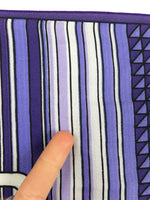 Vintage 60s Mod Op-Art Psychedelic Purple Abstract Patterned Long Wide Neck Tie Wrap Scarf