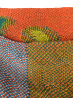 Vintage 60s Mod Psychedelic Bright Funky Orange & Green Wide Blanket Knit Wrap Winter Scarf with Pom Pom Tassels