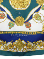 Vintage 80s Pierre Balmain Paris Avant-Garde Regency Baroque Large Square Bandana Neck Tie Scarf