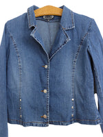 Vintage 00s Y2K Bohemian Feminine Western Blue Denim Jean Jacket | Size S