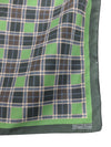 Vintage 90s Academia Schoolgirl Style Green Plaid Check Print Square Bandana Neck Tie Scarf