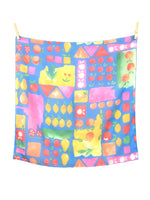 Vintage 90s Y2K Cute Bright Abstract Fruit Patterned Small Sheer Square Bandana Neck Tie Scarf