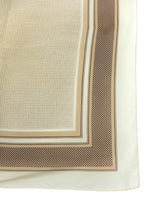 Vintage 70s Silk Mod Chic Minimalist Beige Brown & Cream Square Bandana Neck Tie Scarf with Hand-Rolled Hem