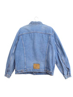 Vintage 80s Utilitarian Bohemian Streetwear Medium Wash Denim Collared Jean Jacket