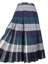 Vintage 70s Wool Mod Schoolgirl Academia Punk Preppy Green & Blue Plaid Check Print A-Line Maxi Skirt | 29 Inch Waist