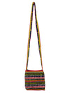 Vintage 2000s Y2K Bohemian Hippie Bright Striped Crocheted Knit Small Crossbody Zipper Bag