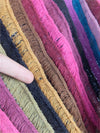 Vintage 00s Y2K Bohemian Hippie Psychedelic Festival Style Bright Striped Long Wide Wrap Blanket Winter Scarf