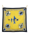 Vintage 80s Nautical Sea Atlantic Yellow & Navy Blue Small Square Bandana Neck Tie Scarf