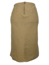 Vintage 2000s Y2K Bohemian Chic Tan Corduroy A-Line Fitted Pencil Midi Skirt | 28 Inch Waist