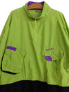 Vintage 80s Reebok Branded Logo Sports Athletic Lime Green & Purple 1/4 Zip Up Pullover Track Jacket | Men’s Size L-XL | Women’s Size XXL