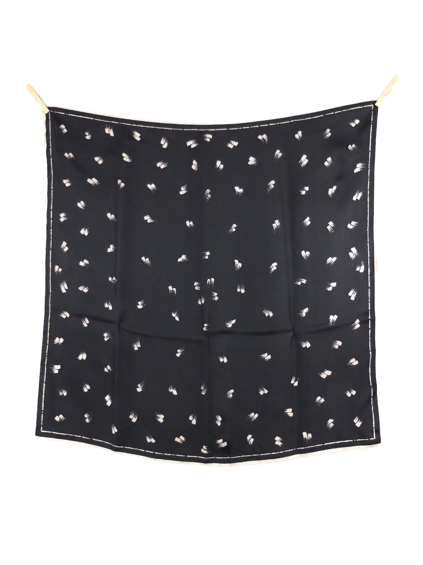 Vintage 70s Mod Hippie Dark Brown & Cream Abstract Patterned Square Bandana Neck Tie Scarf