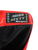 Vintage 2000s Y2K Miss Sixty Black & Red Silky Hotpants Short Shorts | 29 Inch Waist