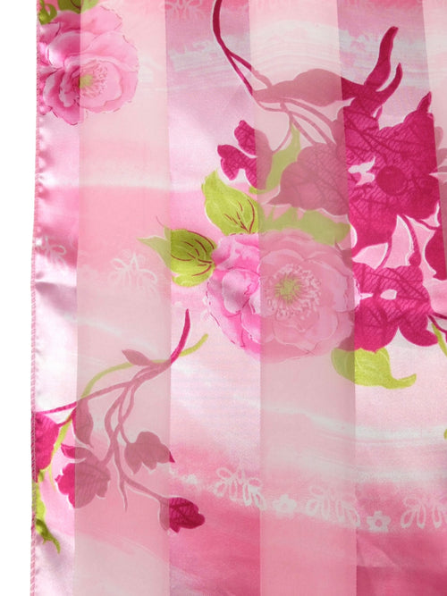 Vintage 2000s Y2K Preppy Chic Pink Silky Floral Semi-Sheer Small Square Bandana Neck Tie Scarf