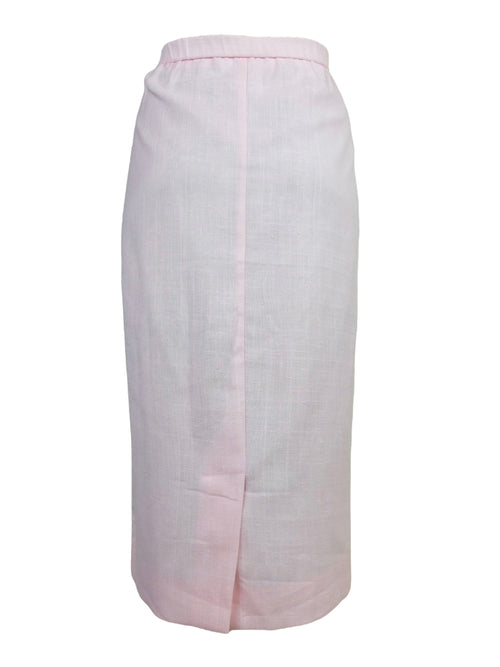 Vintage 60s Mod Pinup Rockabilly Pastel Pink Cotton & Wool Blend High Waisted Side Zip Straight Midi Pencil Skirt