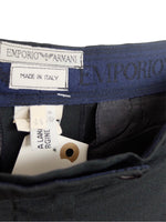 Vintage 90s Emporio Armani Pure Wool Designer Preppy Mod Chic Black High Waisted Dress Bermuda Shorts with Pockets | 28 Inch Waist