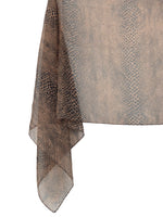 Vintage 90s Y2K Chic Snakeskin Patterned Brown & Black Sheer Chiffon Long Wide Shawl Wrap Scarf