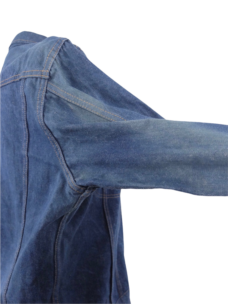 Vintage 70s Utility Dark Wash Blue Denim Skogaholms Bröd Trucker Collared Jean Jacket | Women’s Size M-L