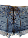 Vintage 2000s Y2K Bohemian Hippie True Religion Distressed Cutoff Lace Up Short Shorts | Size 27