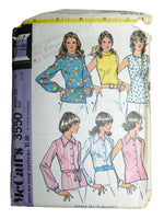 Vintage 70s Mod Psychedelic Hippie Dagger Collared & Roll Neck Blouse Sewing Patterns | Size XS