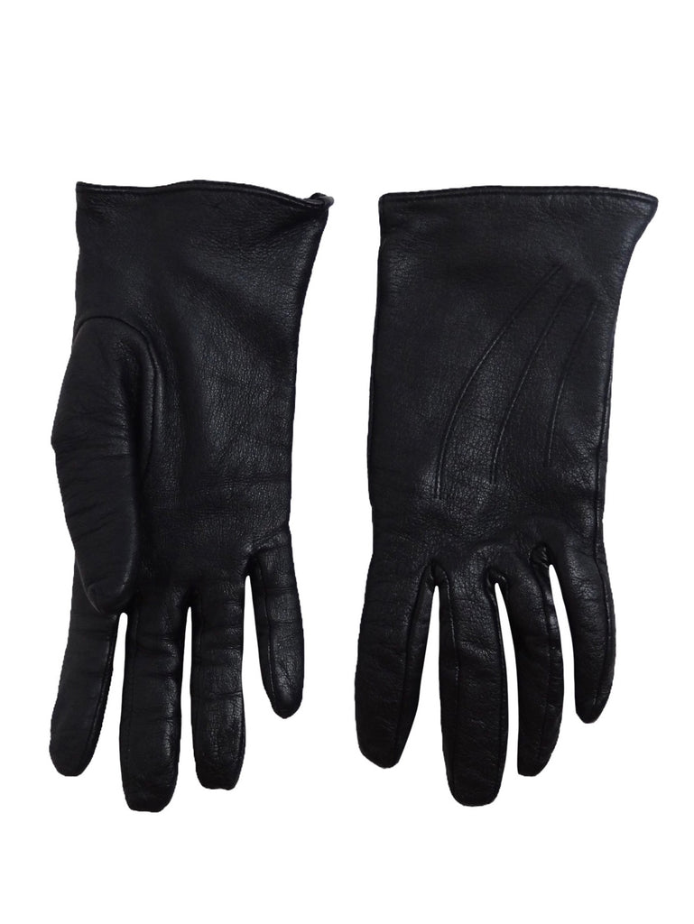Vintage 80s Women’s Moto Hippie Glam Rock Black Genuine Leather Fitted Biker Motorcyle Style Gloves