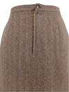 Vintage 70s Mod Hippie Wool High Waisted Brown Below-the-Knee A-Line Pencil Midi Skirt | 28 Inch Waist