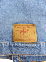 Vintage 80s Utilitarian Bohemian Streetwear Medium Wash Denim Collared Jean Jacket