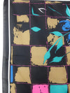 Vintage 80s Abstract Floral Patterned Black & Multicoloured Square Bandana Neck Tie Scarf