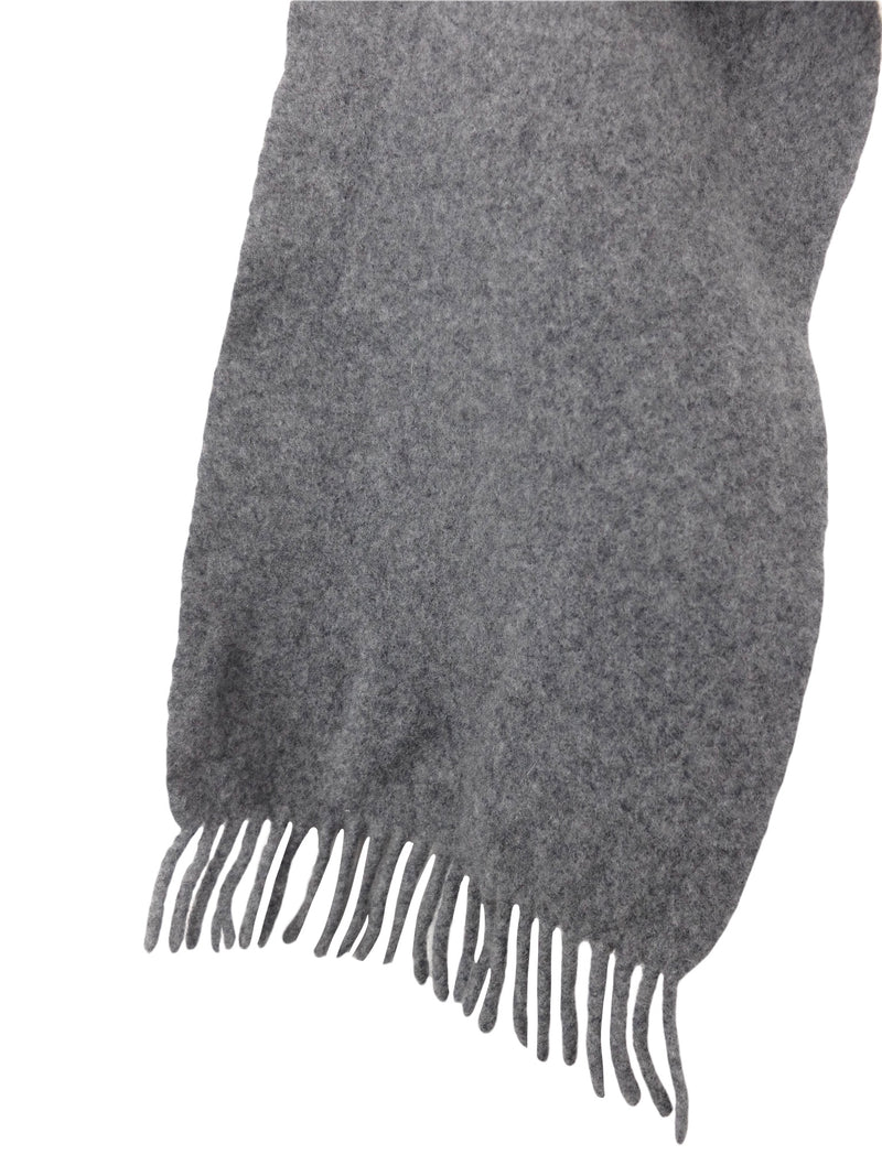 Vintage 80s Wool & Cashmere Blend Grey Neck Wrap Winter Scarf with Fringe