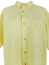 Vintage 80s Utility Streetwear Relaxed Men’s Pastel Yellow Collared Half Sleeve Button Up Waffle Shirt