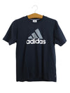 Vintage 00s Y2K Adidas Navy Blue Logo Solid Basic Short Sleeve Crew Neck Cotton T-Shirt