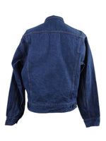 Vintage 70s Utility Dark Wash Blue Denim Skogaholms Bröd Trucker Collared Jean Jacket | Women’s Size M-L